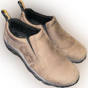 Merrell Men's Brown Slip-On Leather Loafers Hiking Comfort Sneakers Shoes 8